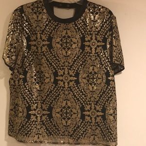 Gold Sequins Top w black lining